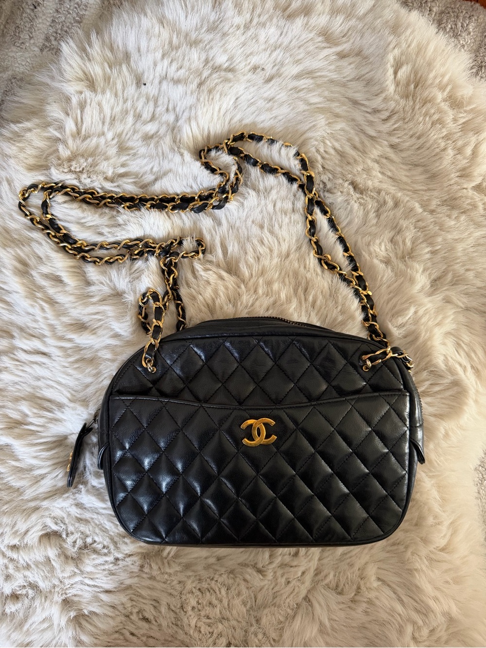 Chanel Quilted Crossbody Bag in Black with Gold Hardware